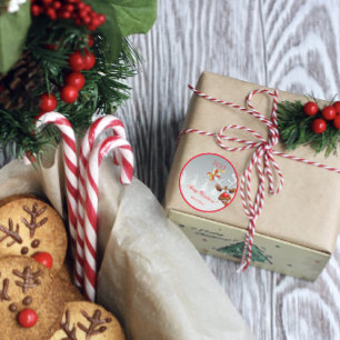 Rudolph Christmas tree snow  Classic Round Sticker