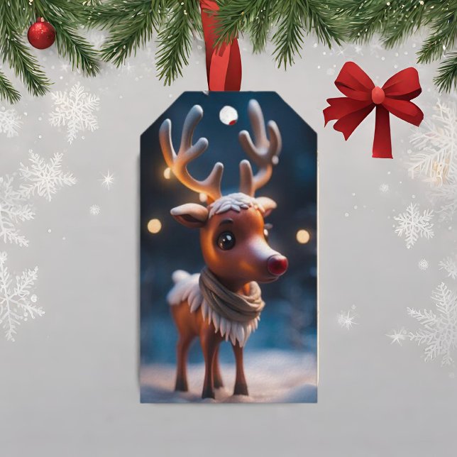 Rudolph Figure Christmas Holiday Gift Tag (Creator Uploaded)