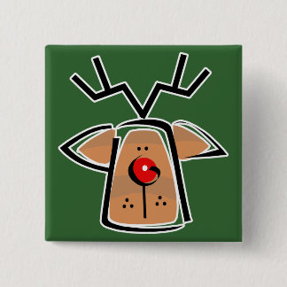 rudolph head 15 cm square badge
