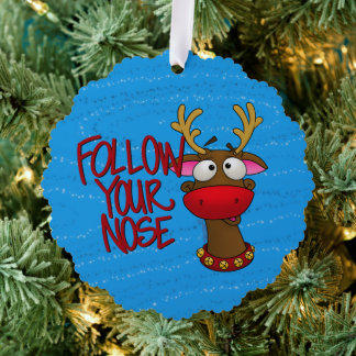 Rudolph Ornament, Follow Your Nose Tree Decoration Card