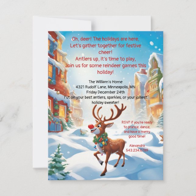 Rudolph Party Invitation (Front)