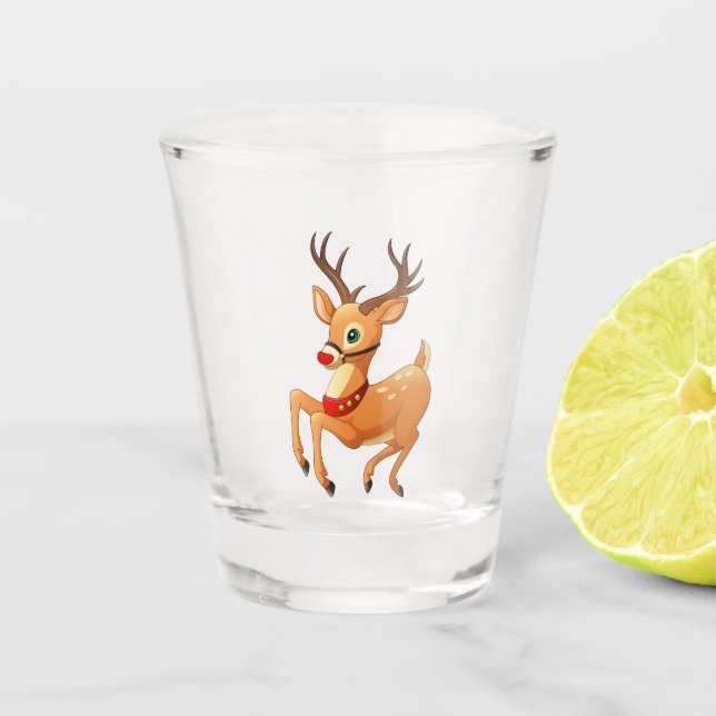 Rudolph Prancing Shot Glass (Front)