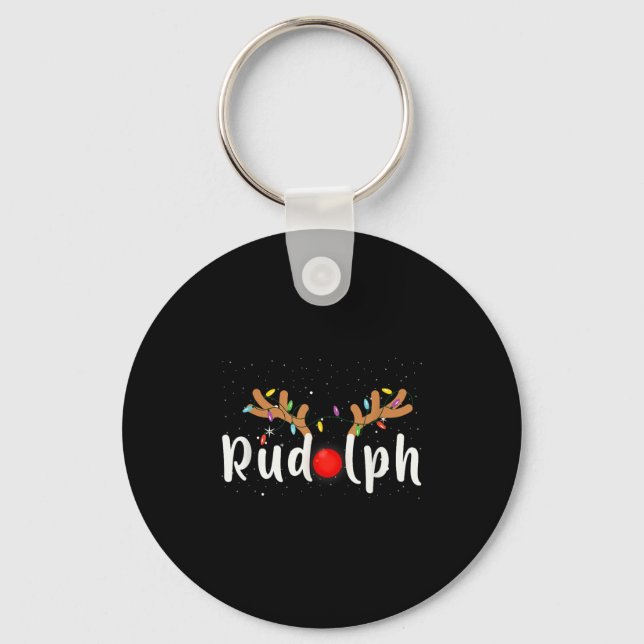 Rudolph Red Nose Funny Kids Reindeer Christmas Lig Key Ring (Front)
