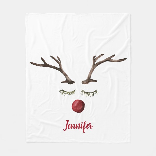 Rudolph Red Nose Reindeer Fleece Blanket (Front)