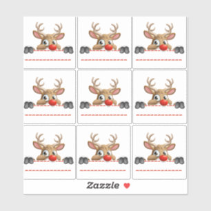 Rudolph Red Nose Reindeer Sticker labels