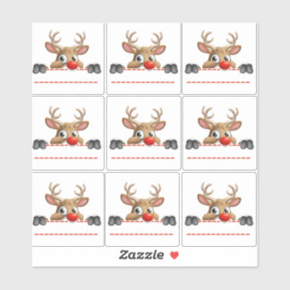 Rudolph Red Nose Reindeer Sticker labels
