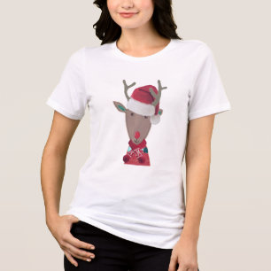 rudolph red nose reindeer winter Christmas design Tri-Blend Shirt