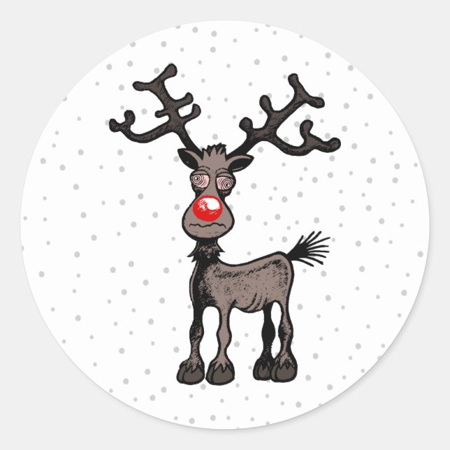 Rudolph Reindeer Classic Round Sticker (Front)
