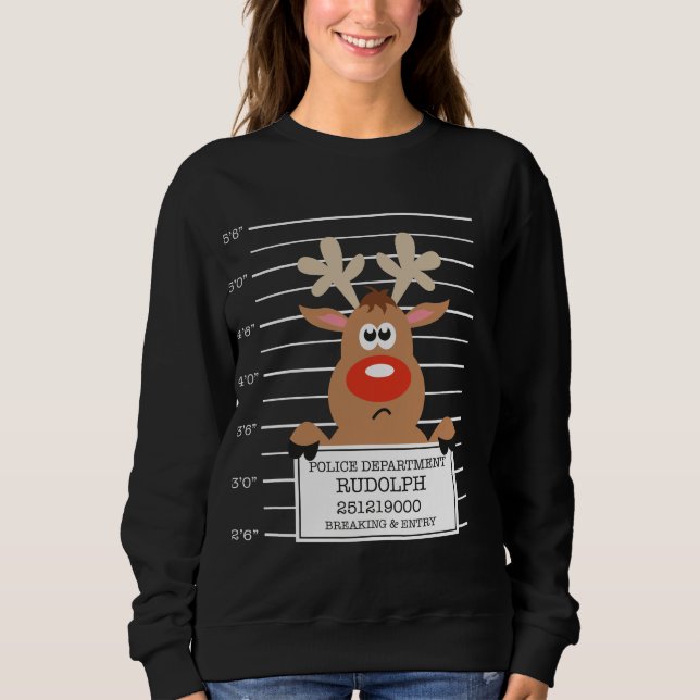 Rudolph Reindeer Criminal Xmas Christmas Sweater (Front)