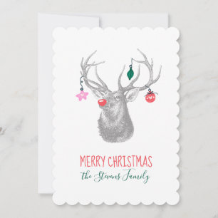 Rudolph Reindeer Merry Christmas Holiday Card