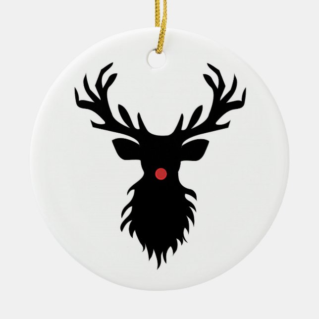 Rudolph Reindeer Silhouette  Ceramic Tree Decoration (Front)