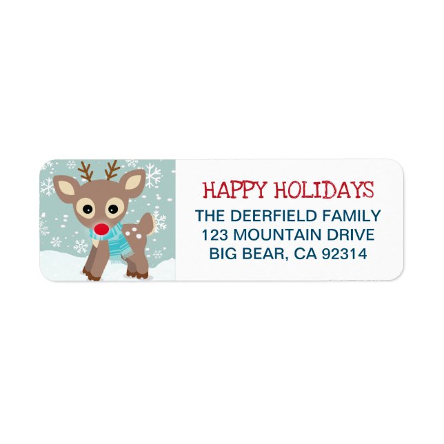 Rudolph Reindeer Snowflake Christmas Address (Front)