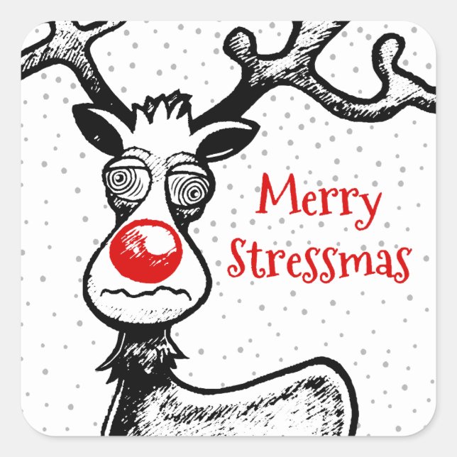 Rudolph Reindeer Square Sticker (Front)