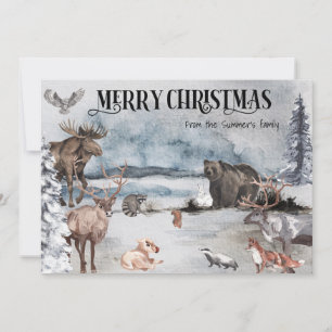 Rudolph Reindeer Woodland Animal Christmas Holiday Card