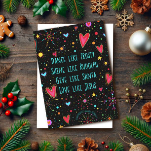 Rudolph Santa Frosty Jesus Quote Christmas Holiday Card