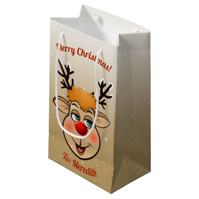 Rudolph - Santa's Red-Nosed Reindeer Small Gift Bag (Front Angled)