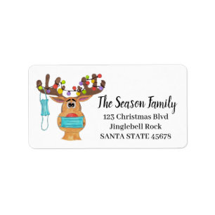 Rudolph the Face Masked Reindeer Label