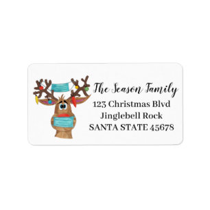 Rudolph the Face Masked Reindeer Label