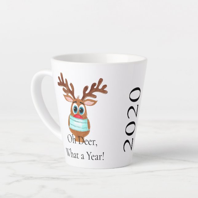 Rudolph the Face Masked Reindeer Latte Mug (Left Angle)