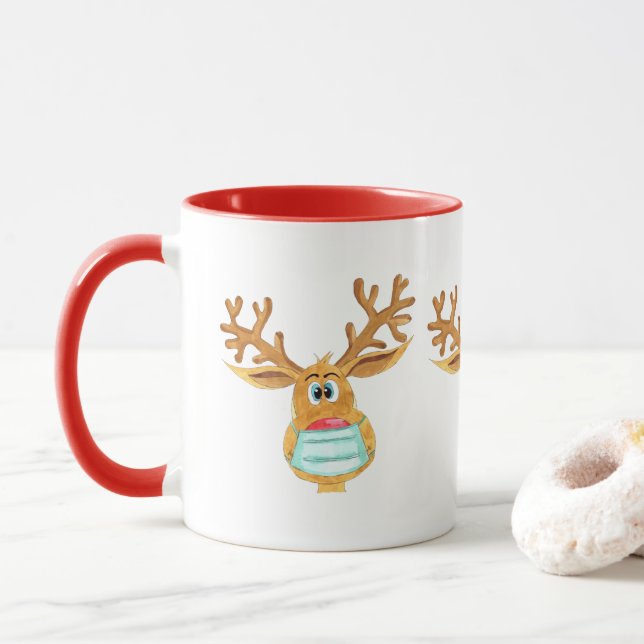 Rudolph the Face Masked Reindeer Mug (With Donut)