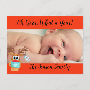 Rudolph the Face Masked Reindeer Photo Card