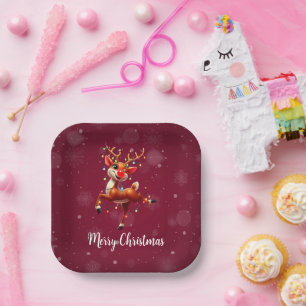 Rudolph The Red Nose Reindeer Christmas Paper Plate