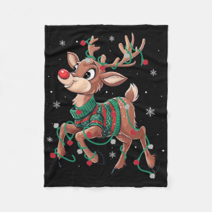 Rudolph The Red Nose Reindeer For Kids And Christm Fleece Blanket