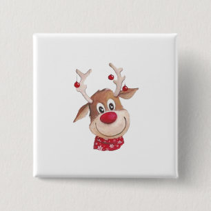 Rudolph The Red Nosed Reindeer 1 15 Cm Square Badge
