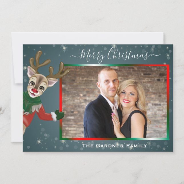 Rudolph the Red Nosed Reindeer Christmas photo Holiday Card (Front)