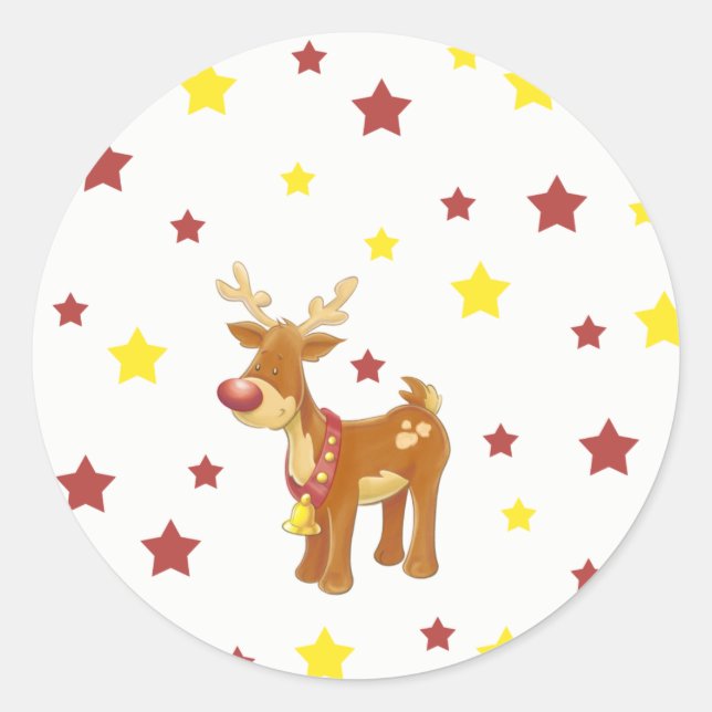 Rudolph the red nosed reindeer Christmas stars Classic Round Sticker (Front)