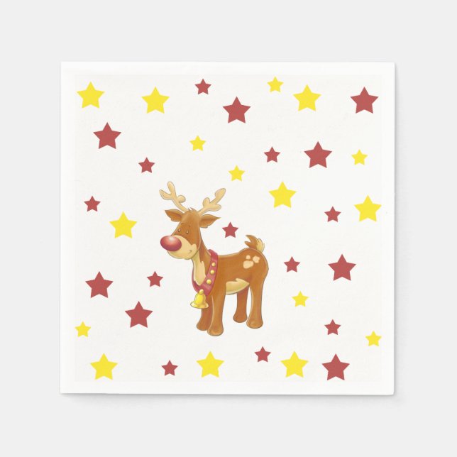 Rudolph the red nosed reindeer Christmas stars Napkin (Front)