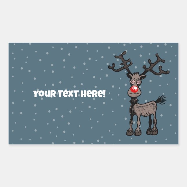 Rudolph the Reindeer Rectangular Sticker (Front)