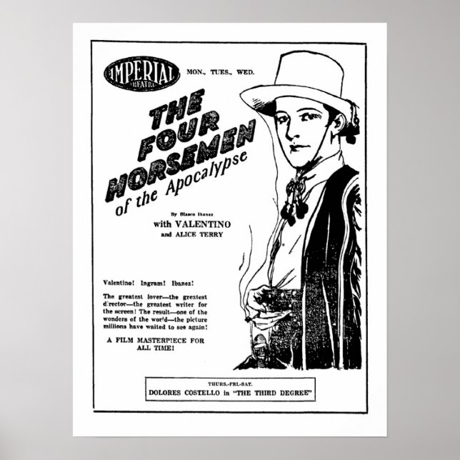 Rudolph Valentino Four Horsemen of Apocalypse ad Poster (Front)