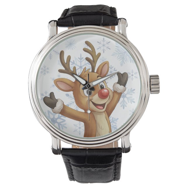 Rudolph with Blue Snowflakes  Watch (Front)