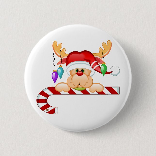 Rudy Candy Cane 6 Cm Round Badge (Front)