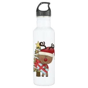Rudy Reindeer Holiday Tree 710 Ml Water Bottle