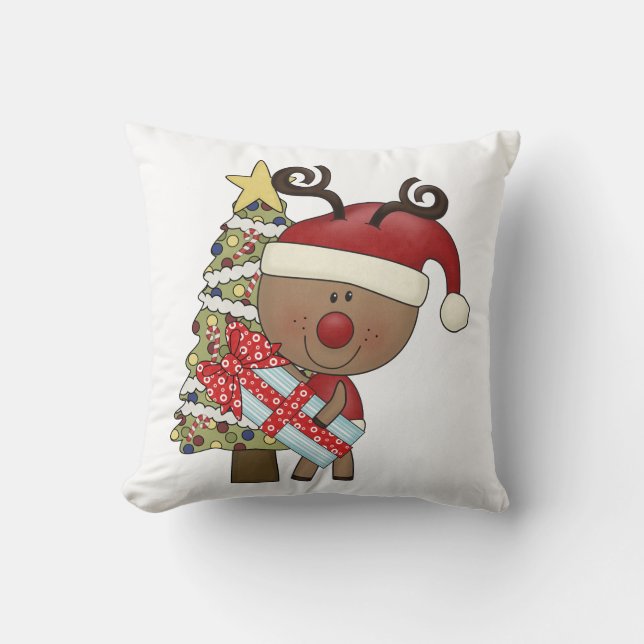 Rudy Reindeer Holiday Tree Cushion (Front)