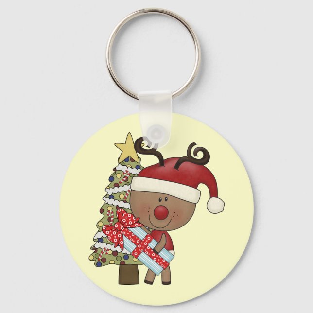 Rudy Reindeer Holiday Tree Key Ring (Front)