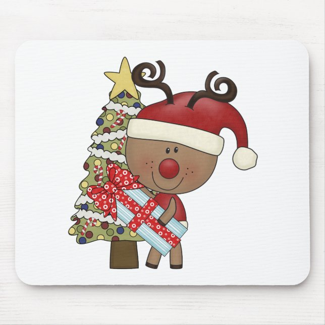 Rudy Reindeer Holiday Tree Mouse Pad (Front)