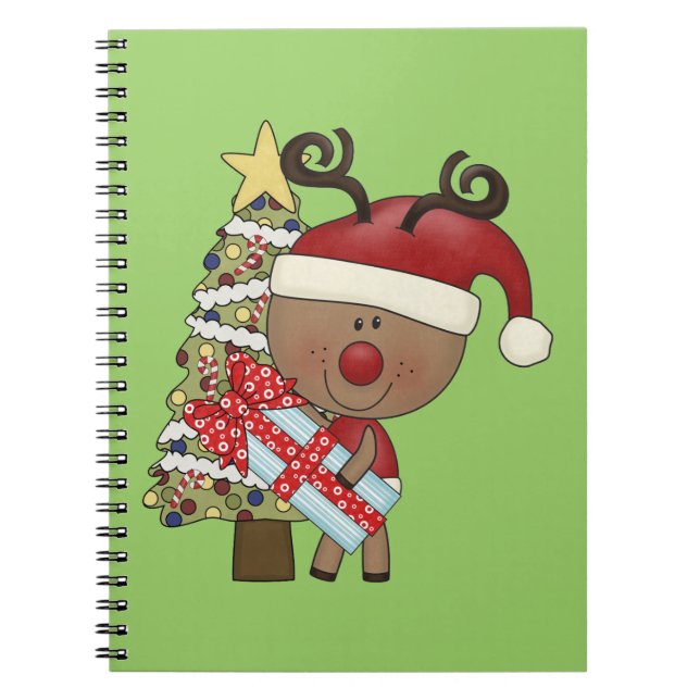 Rudy Reindeer Holiday Tree Spiral Notebook (Front)