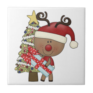 Rudy Reindeer Holiday Tree Tile