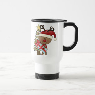 Rudy Reindeer Holiday Tree Travel Mug