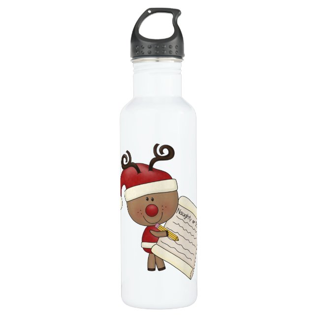 Rudy Reindeer Naughty or Nic 710 Ml Water Bottle (Front)