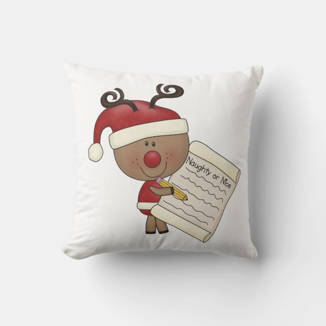 Rudy Reindeer Naughty or Nic Cushion (Front)