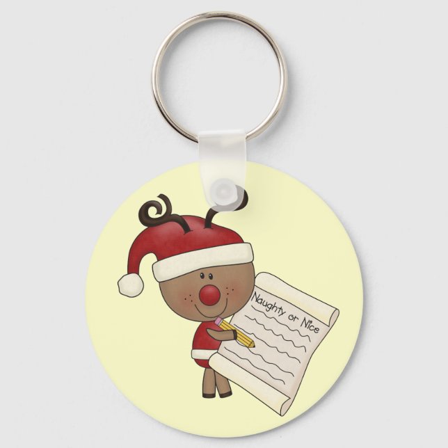 Rudy Reindeer Naughty or Nic Key Ring (Front)