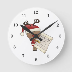 Rudy Reindeer Naughty or Nic Round Clock