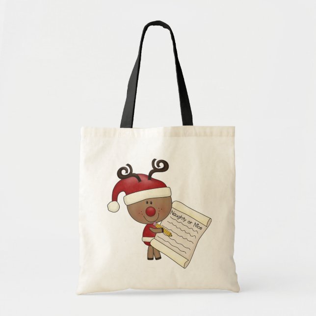 Rudy Reindeer Naughty or Nic Tote Bag (Front)
