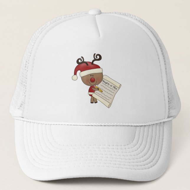 Rudy Reindeer Naughty or Nic Trucker Hat (Front)