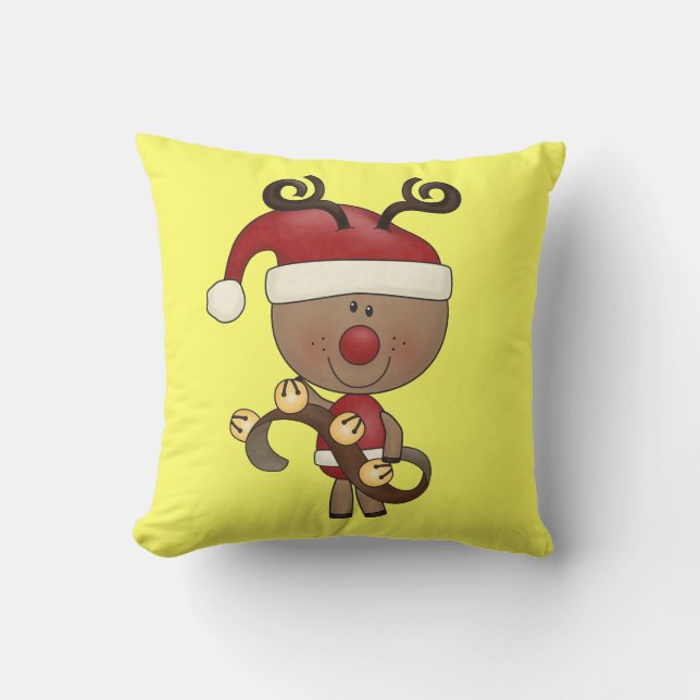 Rudy Reindeer With Bells Cushion (Front)