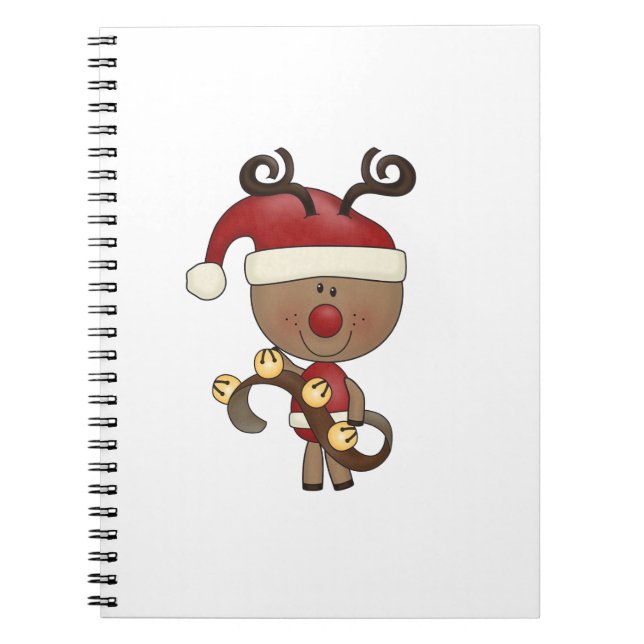 Rudy Reindeer With Bells Spiral Notebook (Front)